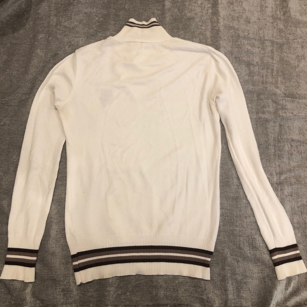 Turtle neck white/light cream preppy Uniform sweater - Picture 2 of 3